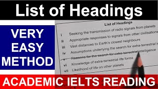 List of Headings  VERY EASY METHOD  ACADEMIC IELTS READING [upl. by Aisak]