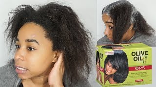 Its Relaxer Day Relax my 4c hair with me ORS No Lye Hair Relaxer 2018 [upl. by Ollehto451]