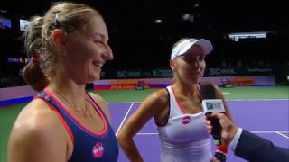 Makarova amp Vesnina Semifinals PostMatch Interview  2016 WTA Finals Singapore [upl. by Nivled]