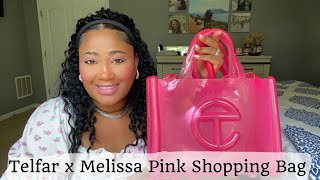 Unboxing Telfar x Melissa Clear Pink Shopping Bag  First Impression and Insert [upl. by Wilkens]