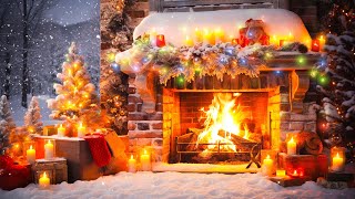 Christmas Music Fireplace Snow Falling ❄️Cozy Christmas Fireplace Instrumental 🔥 Christmas Fireplace [upl. by Dnomra]