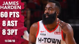 James Harden scores 60 points in 31 minutes for Rockets vs Hawks  201920 NBA Highlights [upl. by Teiv]