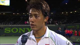 Nishikori Discusses His Win Over Federer In The 2014 Miami Quarterfinals [upl. by Anaed745]