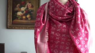 Authentic Louis Vuitton LV Monogram Denim Scarf Shawl Review Unboxing Pink Buy [upl. by Neely]