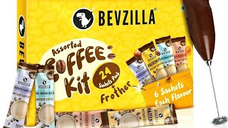 Bevzilla Coffee Kit Review  Bevzilla 24 Flavoured Coffee Sachets amp Frother Coffee Kit [upl. by Ennayehc955]