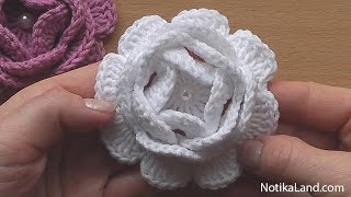 Crochet Flower Rose VERY EASY Tutorial 2 [upl. by Ecinrev]