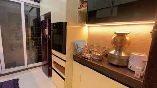 Stylish Kitchen Design Exhaust Fans Sunmica Cabinets Glass Shelves amp LED Strip Lights  Vidhi [upl. by Yemane206]