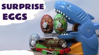 Fun Thomas And Friends Egg Hunt With A Toy Shark [upl. by Sarine]