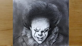 Pennywise Nasıl Çizilir  Karakalem Çizimleri  Portre Çizimi Nasıl Napılır  How to Draw Pennywise [upl. by Luapnhoj]