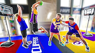 INSANE NBA 2v2 Mini Hoop Basketball Lakers vs Clippers [upl. by Zulaledairam]