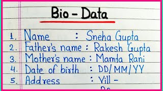 How to make Biodata in English  Biodata format  Biodata kaise likhe  Biodata writing in English [upl. by Anavoig]