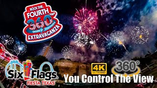 Rock The Fourth 360° Drone amp Fireworks Extravaganza  Six Flags Fiesta Texas  VR 360 View  7424 [upl. by Eema172]