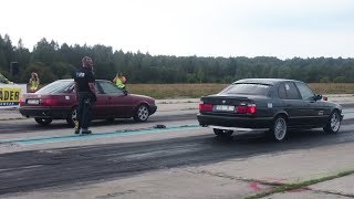 Audi 80 B3 42 V8 vs BMW M5 E34 49 S62 Kompressor 14 mile drag race [upl. by Danais]