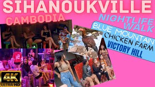 Sihanoukville Nightlife Tour Cambodia 🇰🇭 4K [upl. by Hgielac]