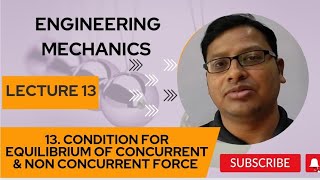 LECTURE13 EQUILIBRIUM CONDITIONS FOR CONCURRENT AND NON CONCURRENT FORCE SYSTEM [upl. by Anialad]