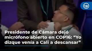 Presidente de Cámara dejó micrófono abierto en COP16 “Yo dizque venía a Cali a descansar” [upl. by Cromwell513]