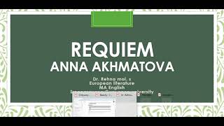 Requiem by Anna Akhmatova  SGOU European Literature Sem3 [upl. by Airolg]