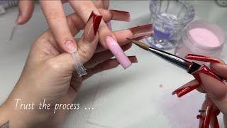 Step By Step Acrylic Nails Tutorial  Pink French [upl. by Adekahs]