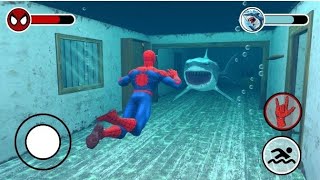 Playing as SpiderMan Family in Granny House Vs Great White Shark [upl. by Yrohcaz]