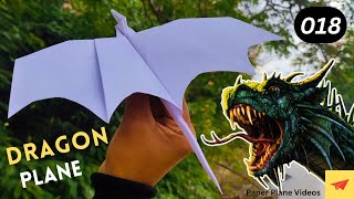 how to make a paper dragon plane   flying super   origami dragon paper plane  perfect landing [upl. by Aleyam481]