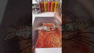 Frame a finished cat diamond painting step by step [upl. by Akiemehs]