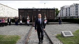 Hollande opens Jewish memorial centre in Drancy [upl. by Lonne]