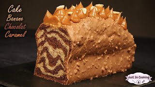 Recette de Cake Marbré Banane Chocolat et Caramel [upl. by Ahsikat]