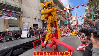 Leung’s White Crane Lion Dance Benches  Bucket Routine At SF Chinatown Mid Autumn Festival 2024 [upl. by Alver611]