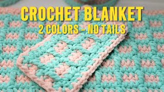 SUPER EASY Crochet Pattern for Blankets 2 Colors No Tails SLOW [upl. by Goto]