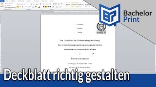 DECKBLATT GESTALTEN  Bachelorarbeit amp Hausarbeit  Word 2010 [upl. by Hutton519]