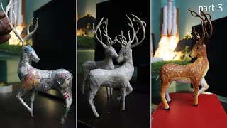 Christmas DIY Craft  How to make Cardboard Santas Sleigh and Reindeer part 3 [upl. by Adnohryt]