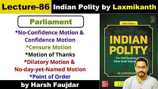 L86 NoConfidence Motion  Censure Motion Motion of Thanks amp Point of Order  Polity by Laxmikanth [upl. by Raynor740]