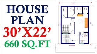 30 X 22 HOUSE PLAN 660 SQFT [upl. by Wiseman]