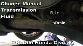 20122015 9th Gen Honda Civic Si Manual Transmission Fluid Change [upl. by Znerol]