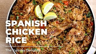 spanish chicken rice recipe onepan  Easy chicken and rice Stovetop  Onepot dinner recipe [upl. by Enyluqcaj]