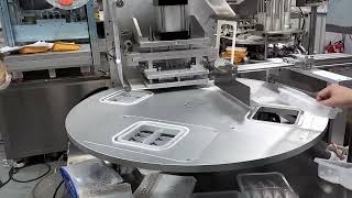 Automatic turntable tray sealing machine [upl. by Echo]