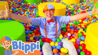 Jumping In The Ball Pit  Blippi  Challenges and Games for Kids [upl. by Aivun297]