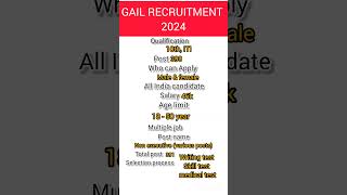 GAIL RECRUITMENT 2024 GAIL Indian New Vacancy 2024  Permanent Govt Job All India Online Apply [upl. by Trenton683]