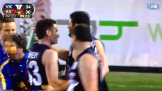 Brendan Fevola Soccers an Unbelievable Goal  EJ Whitten Legends Game 2014 [upl. by Pallaten]