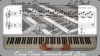 Toccata in D minor JS Bach Easy Piano Tutorial [upl. by Innavoij]