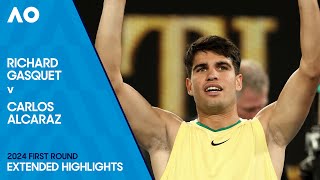 Richard Gasquet v Carlos Alcaraz Extended Highlights  Australian Open 2024 First Round [upl. by Akino]