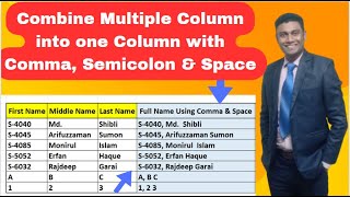 Combine Multiple Cells Data into One Cells using Comma Colon Space or Others Delimited  Excel 365 [upl. by Airrehs]