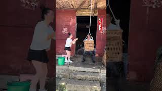 New manual spin dryer rural funny video My rural life Funny brother Tianlang team Silly and swee [upl. by Aitram]