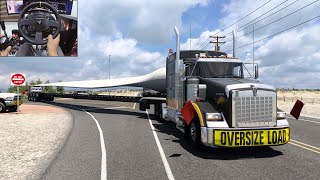 Transporting a massive wind turbine blade  American Truck Simulator  Thrustmaster TX [upl. by Ahsirtal]