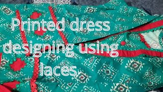 Printed dress designing using lacesPrinted suits lace design Printed suits design new 2024 [upl. by Irek]