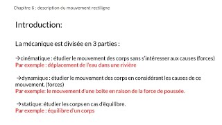 EB10 chapitre 6 description du mouvement rectiligne partie 1 [upl. by Eiduj]