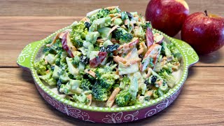 Creamy broccoli salad with apples🥦🍎best broccoli salad recipe [upl. by Soirtimid346]