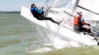 Mini Fleet what could go wrong ⎮ No Lack Of Wind Only Boats Trimaran Rushes in  Nacra Wheel Stands [upl. by Docila743]