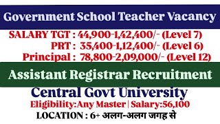 Permanent Government School Teacher Vacancy  Salary 78800  Government Assistant Registrar Vacancy [upl. by Wash]