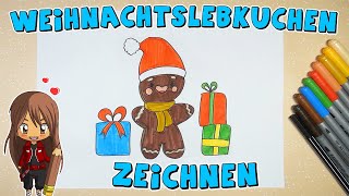 Weihnachtslebkuchen einfach malen für Kinder  ab 7 Jahren  Malen mit Evi  deutsch [upl. by Odlo]